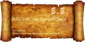 Bárány Benjámin névjegykártya
