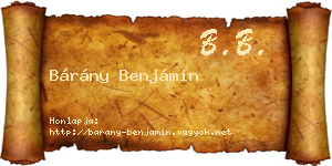 Bárány Benjámin névjegykártya